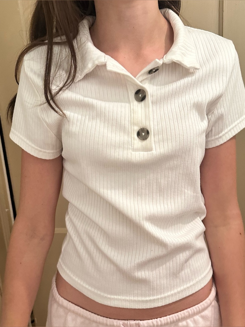 Paper Crane White Ribbed Polo